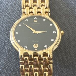 16k Gold Raymond Weil Black Face Watch (4802)